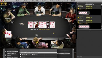 une quinte flush royale à coeur