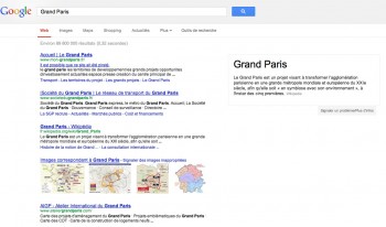 Page de résultats google avec la recherche Grand Paris