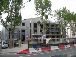 La Salle de Spectacle de la Garenne-Colombes en construction, vue depuis l'avenue de Verdun 1916