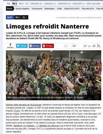 En photo sur le site de l'Equipe